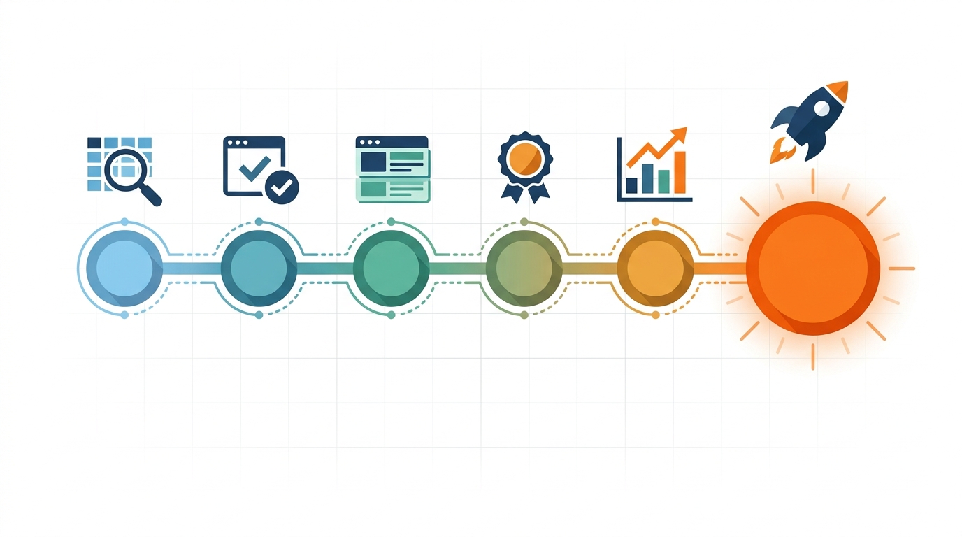 Calendrier de liste de contrôle d'optimisation Amazon Prime Day 2026 montrant six jalons de préparation hebdomadaires de la recherche de mots-clés au lancement en direct