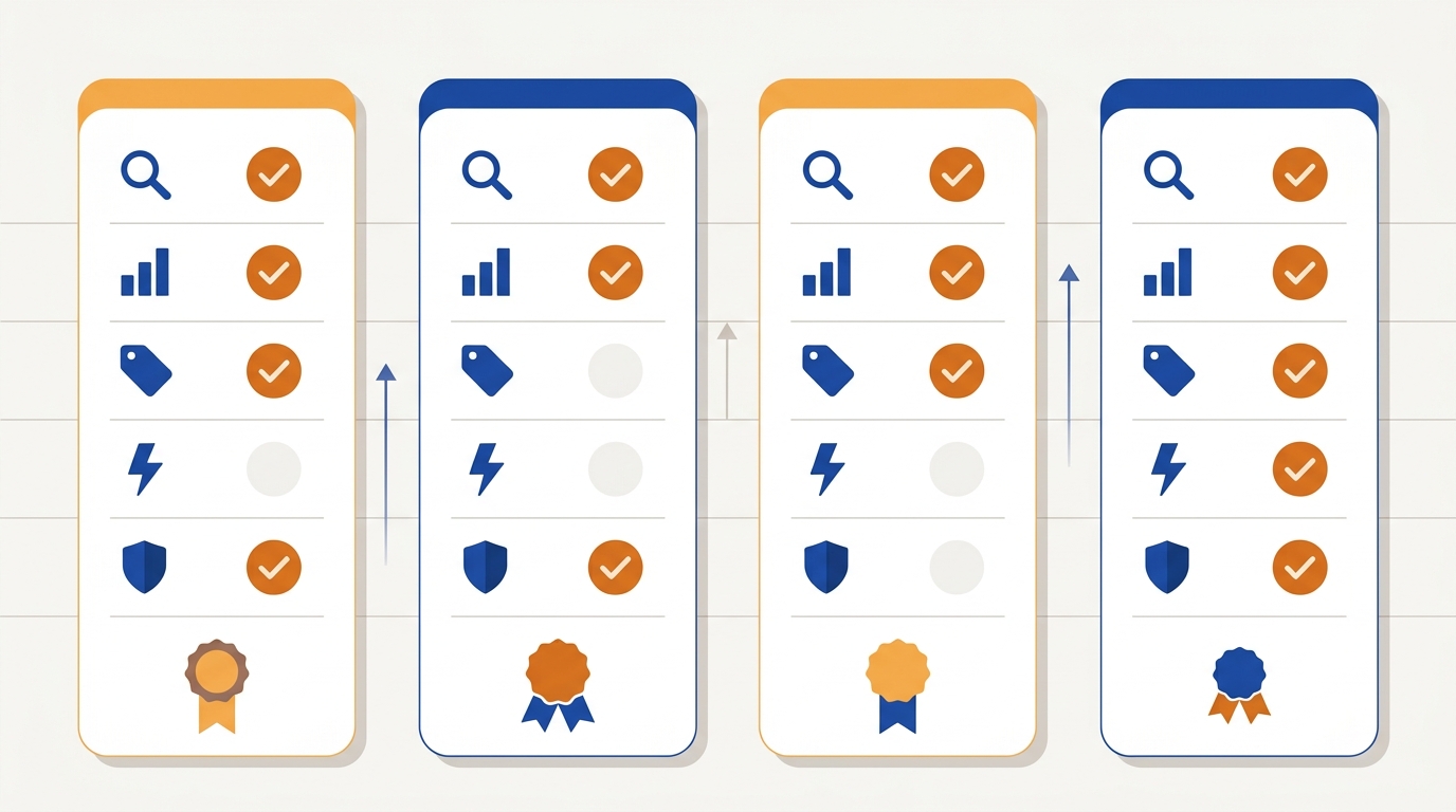 Side-by-side Amazon seller tools feature and pricing comparison chart highlighting best helium 10 alternative options in 2026